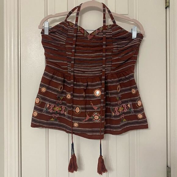 ALTAR’D STATE • Embellished Embroidered Tassel Boho Halter Corset Top - Picture 3 of 9